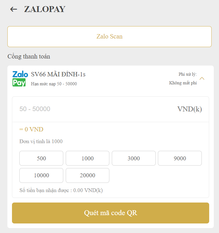 Nạp tiền SV66 - Hướng dẫn nạp tiền nhanh chỉ mất 3 phút 18 Giao dịcch qua Zalo pay